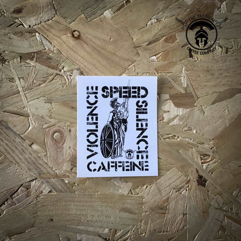 Caffeine and Violence Sticker. - Tactical Coffee